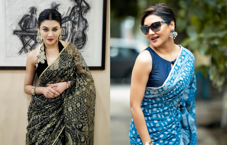 দুই বাংলার জনপ্রিয় অভিনেত্রী জয়া আহসানের প্রিয় পোশাক জামদানি শাড়ি।