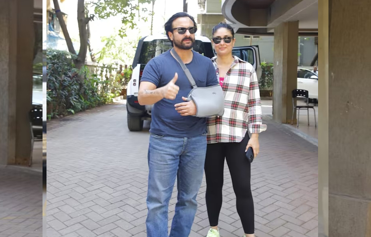 সাইফ-কারিনা পাপারাজ্জিদের জন্য পোজও দিয়েছেন। ছবি: সংগৃহীত