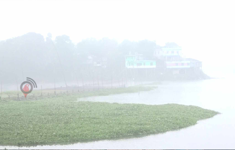 ঘন কুয়াশার মধ্যে বেশিদূর পর্যন্ত কিছুই দেখা যাচ্ছে না। ছবি: সাইফুল উদ্দিন