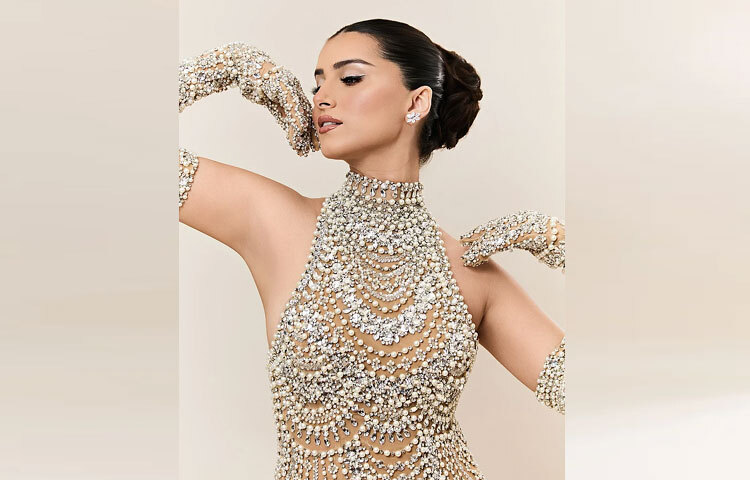 মেকআপেও ছিল একই রকম নান্দনিক সংযম; চোখে শিমারির হালকা খেলা, তীক্ষ্ণ উইংড লাইনার, ঠোঁটে গ্লসি ন্যুড টোন, গালে কোমল ব্লাশ আর হাইলাইটারের নিভৃত জৌলুস।