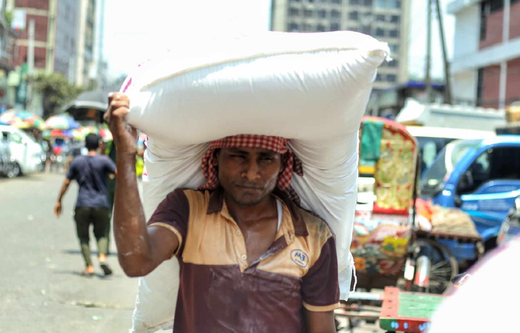পেটের দায়ে তীব্র রোদে পুড়ে কাজ করতে হচ্ছে শ্রমজীবী মানুষদের। ছবি: মাহবুব আলম
