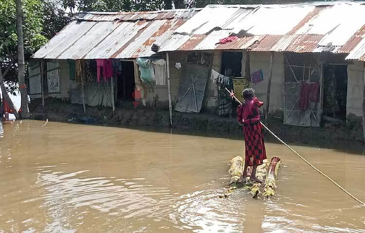 জেলার সাত উপজেলার সাড়ে ৬ লাখ মানুষ গত এক সপ্তাহ ধরে পানিবন্দি থাকার পর এখন স্বাভাবিক জীবনযাত্রায় ফিরতে শুরু করেছেন। গত কয়েক দিন পাহাড়ি ঢল ও বৃষ্টি না হওয়ায় বন্যার পানি বাড়িঘর থেকে নেমে গেছে। জেগে উঠেছে বানের জলে তলিয়ে যাওয়া সড়কগুলোও। ছবি: লিপসন আহমেদ