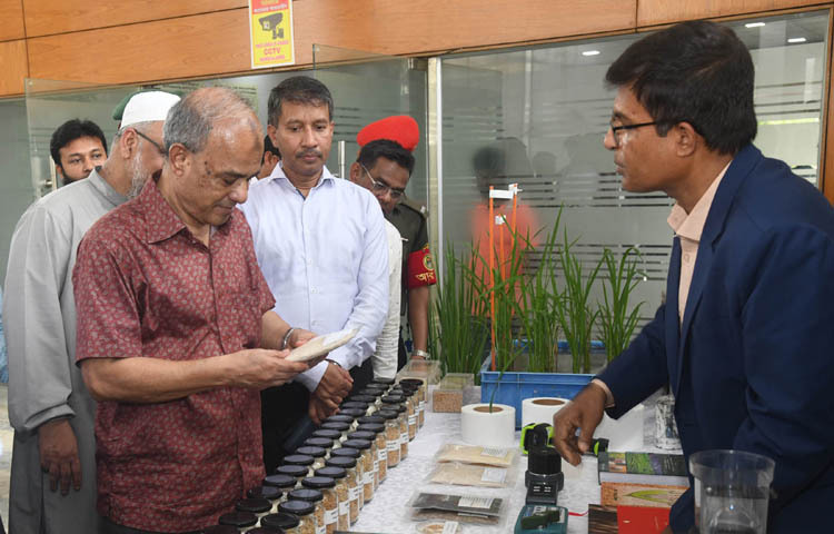 কৃষি উপদেষ্টা লেফটেন্যান্ট জেনারেল মো. জাহাঙ্গীর আলম চৌধুরী (অব.) আজ গাজীপুরে বাংলাদেশ ধান গবেষণা ইনস্টিটিউট পরিদর্শন করেন। ছবি: পিআইডি