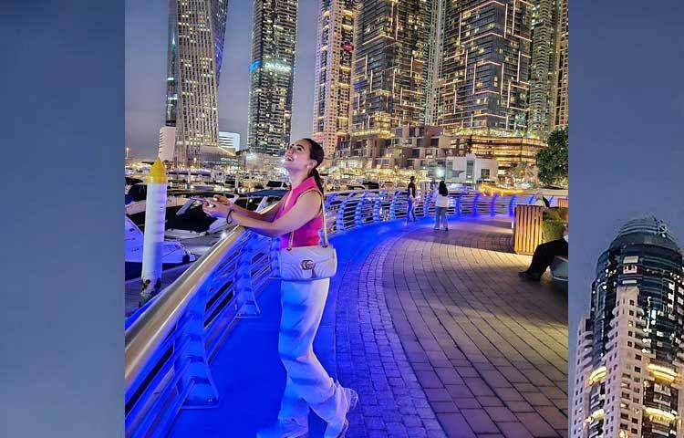 গোলাপি টপস আর সাদা প্যান্টে হাস্যজ্জ্বোল নুসরাত ফারিয়া। ছবি: নুসরাত ফারিয়ার ফেসবুক থেকে