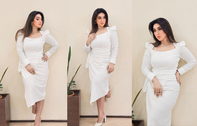 ফুলস্লিভ সাদা ড্রেসে লাস্যময়ী ঢালিউড কুইন অপু বিশ্বাস।