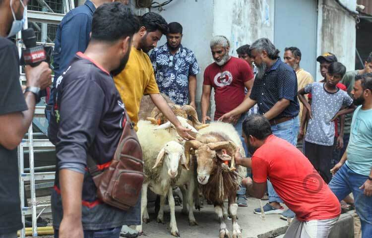 উচ্ছেদ অভিযান শুরুর পর তাড়াহুড়ো করে সব ছাগল বের করতে থাকেন খামারের কর্মচারীরা। ছবি: মাহবুব আলম