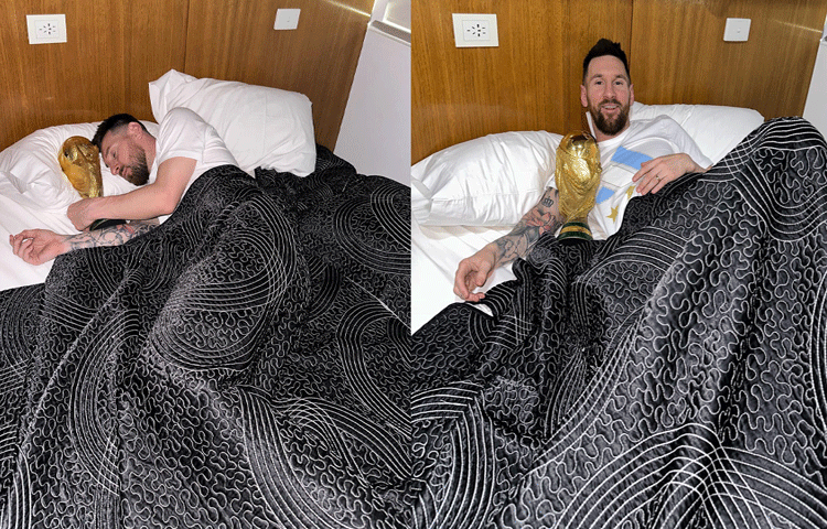 জয়ের পর ট্রফিসহ বিছানায় ঘুমানোর রেওয়াজ বেশ পুরনো হলেও তা জনপ্রিয় হয়ে উঠেছিল আর্জেন্টাইন কিংবদন্তি লিওনেল মেসির কল্যাণে। তিনি ২০২২ সালে কাতার বিশ্বকাপ জয়ের পর হোটেল কক্ষের বিছানায় ট্রফিসহ ঘুমানোর ছবি সামাজিক যোগাযোগমাধ্যমে পোস্ট করেছিলেন। এরপর থেকেই অনেকে এমন ভাবে জয় উদযাপন করে থাকেন।