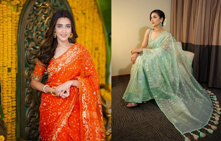 শুধু ওয়েস্টার্ন পোশাকে নয়, জামদানি শাড়িতেও অপরূপ লাক্স সুন্দরী বিদ্যা সিনহা মিম।