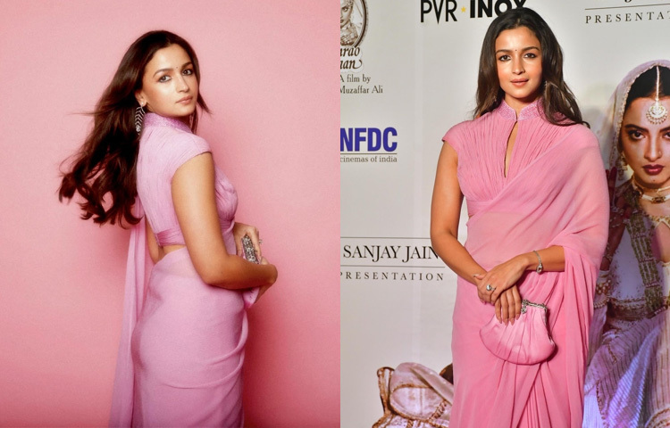 আলিয়ার সাজ ছিল মিনিমাল অথচ ক্লাসিক। হালকা মেকআপ, গ্লসি পিংক লিপস্টিক, সুচারু চোখের কাজল আর ঘন ছেড়ে রাখা চুল-সব মিলিয়ে এক অনন্য নারীত্বের ছায়া। তার লুক যেন একই সঙ্গে অতীতের সৌন্দর্য ও বর্তমানের রুচির মিশেলে এক নিখুঁত ফ্যাশন স্টেটমেন্ট।