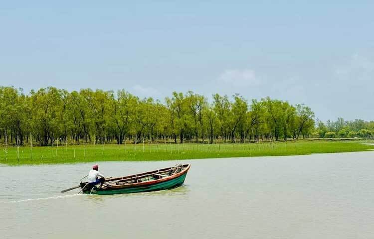 সৈকতের অপরূপ সৌন্দর্য উপভোগ করতে আছেন অনেকে। কেউ হেঁটে, আবার কেউ নৌকায় চড়ে ঘুরে বেড়াচ্ছেন। ছবি: এম মাঈন উদ্দিন