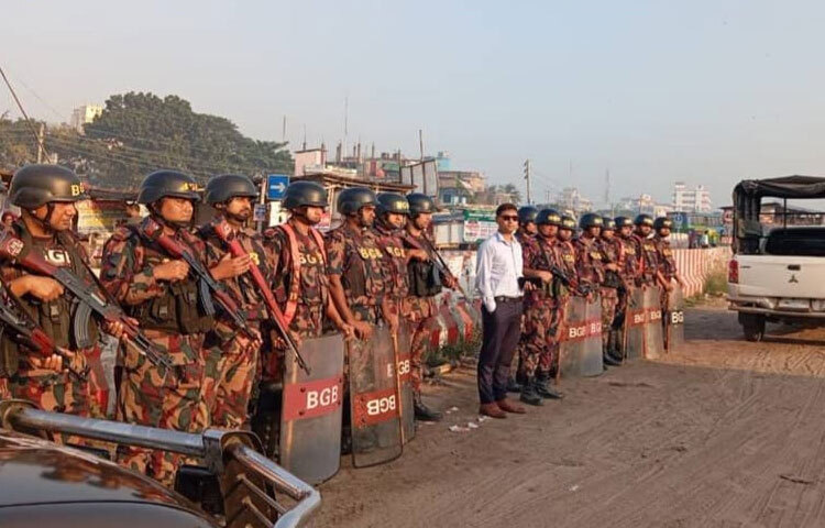 ঢাকা, গোপালগঞ্জ, ফরিদপুর ও মাদারীপুর জেলার সার্বিক নিরাপত্তা ও আইনশৃঙ্খলা পরিস্থিতি স্বাভাবিক রাখতে বিজিবি মোতায়েন করা হয়েছে। ছবি: সংগৃহীত