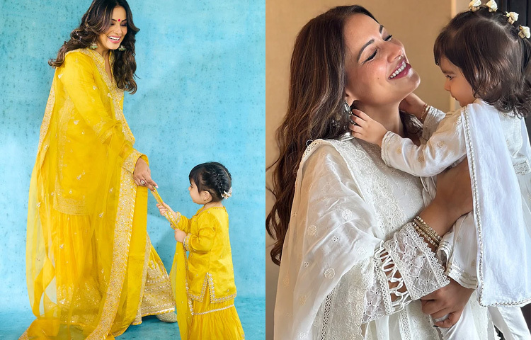 ম্যাচিং জামা পড়া ছবিতে নজর কাড়ছেন বিপাশা বসু ও তার মেয়ে দেবী।