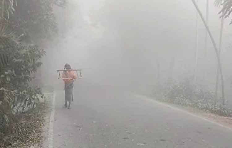 যশোরে টানা দশদিন ধরে শৈত্যপ্রবাহ অব্যাহত রয়েছে। একদিকে শীতের দাপট, অন্যদিকে কুয়াশা আর হিমেল হাওয়া দুর্ভোগের মাত্রাও বাড়িয়ে দিচ্ছে কয়েকগুণ। সোমবার (৫ জানুয়ারি) যশোরে সর্বনিম্ন তাপমাত্রা রেকর্ড করা হয়েছে ১০ ডিগ্রি সেলসিয়াস। ছবি: মিলন রহমান