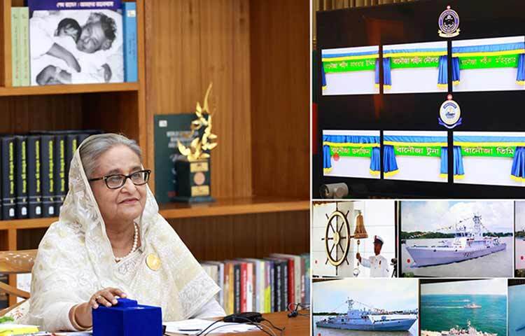 তার সরকার শুধুমাত্র দেশের স্বাধীনতা ও সার্বভৌমত্ব রক্ষার জন্য সশস্ত্র বাহিনীর সার্বিক উন্নয়নের উদ্যোগ নিয়েছে উল্লেখ করে প্রধানমন্ত্রী শেখ হাসিনা আজ পুনর্ব্যক্ত করেছেন যে বাংলাদেশের কারো সঙ্গে কোন ধরণের যুদ্ধে জড়ানোর ইচ্ছে নেই। পটুয়াখালী জেলার কলাপাড়ায় বাংলাদেশ নৌবাহিনী বিএনএস শের-ই-বাংলা’র নবনির্মিত ঘাঁটি, ৪১টি পিসিএস-এর চারটি জাহাজ ও চারটি এলসিইউর কমিশনিং অনুষ্ঠানে প্রধান অতিথির ভাষণে প্রধানমন্ত্রী এ কথা বলেন। ছবি: ইয়াসিন কবির জয়