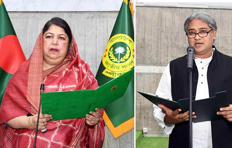 একাদশ জাতীয় সংসদের ১৯০ ঢাকা-১৭ আসনের উপনির্বাচনে নির্বাচিত সংসদ সদস্য মোহাম্মদ আলী আরাফাত শপথ নিয়েছেন। আজ জাতীয় সংসদের স্পিকার ড. শিরীন শারমিন চৌধুরী সংসদের শপথ কক্ষে তাকে শপথ বাক্য পাঠ করান। সংসদ সচিবালয়ের সিনিয়র সচিব কে এম আব্দুস সালাম শপথ গ্রহণ অনুষ্ঠানটি সঞ্চালনা করেন। ছবি: ইয়াসিন কবির জয়