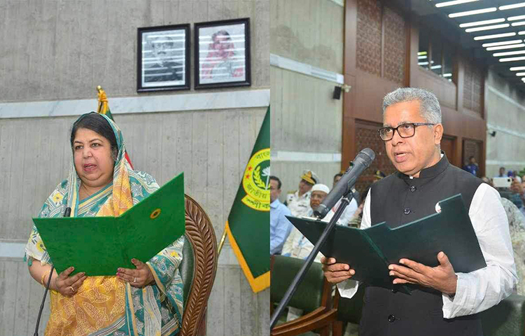 পটুয়াখালী-১ আসনের উপনির্বাচনে নির্বাচিত সংসদ সদস্য মো. আফজাল হোসেন শপথ নিয়েছেন। আজ জাতীয় সংসদের শপথকক্ষে তাকে শপথবাক্য পাঠ করান স্পিকার শিরীন শারমিন চৌধুরী। শপথগ্রহণ অনুষ্ঠানটি সঞ্চালনা করেন জাতীয় সংসদ সচিবালয়ের সিনিয়র সচিব কে এম আব্দুস সালাম। ছবি: ইসমাইল হোসেন রাসেল