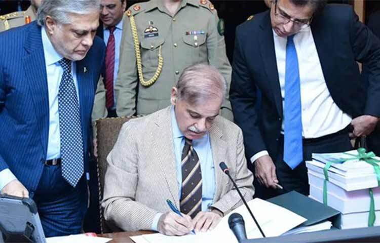 সব ঠিকঠাক থাকলে চলতি বছরের শেষের দিকে নির্বাচন হওয়ার কথা পাকিস্তানে। তার আগে গত শুক্রবার (৯ জুন) শেষবারের মতো পূর্ণাঙ্গ বাজেট পেশ করলেন দেশটির অর্থমন্ত্রী ইসহাক দার। তবে নির্বাচনমুখী বাজেটে বড় কোনো চমকের পথে হাঁটেনি শাহবাজ শরীফের সরকার। ছবি: সংগৃহীত