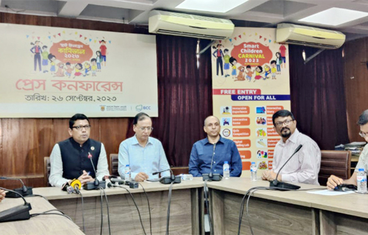 দেশে প্রথমবারের মতো বিশ্বমানের ‘স্মার্ট চিলড্রেন কার্নিভ্যাল’ অনুষ্ঠিত হতে যাচ্ছে। চার দিনব্যাপী এ কার্নিভ্যাল শুরু হচ্ছে ২৭ সেপ্টেম্বর। আজ শিল্পকলা একাডেমিতে আয়োজিত সংবাদ সম্মেলনে এ তথ্য জানান তথ্য ও যোগাযোগপ্রযুক্তি প্রতিমন্ত্রী জুনাইদ আহমেদ পলক। ছবি: জাগো নিউজ