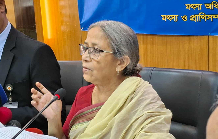 সরবরাহ কম থাকায় পাশাপাশি চাঁদাবাজি ও ডিজেলের দাম বেশি হওয়ায় কারণে দেশে বর্তমানে ইলিশের দাম বেশি বলে জানিয়েছেন মৎস্য ও প্রাণিসম্পদ মন্ত্রণালয়ের উপদেষ্টা ফরিদা আখতার। ছবি: সাইদ শিপন