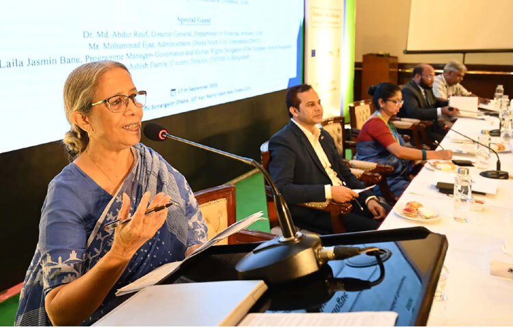 রাজধানীর প্যান প্যাসিফিক সোনারগাঁও হোটেলে বেসরকারি গবেষণা ও উন্নয়ন সংস্থা সেন্টার ফর ন্যাচারাল রিসোর্স স্টাডিজ আয়োজিত ‘টেকসই মৎস্য ব্যবস্থাপনা বিষয়ক জাতীয় নীতি সংলাপ’ এ প্রধান অতিথির বক্তৃতা করেন মৎস্য ও প্রাণিসম্পদ উপদেষ্টা ফরিদা আখতার। ছবি: পিআইডি