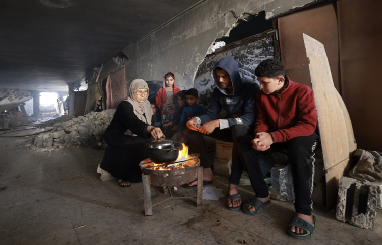 গাজায় ইসরায়েলি সেনাদের তাণ্ডবে ৭৫ শতাংশ মানুষ বাস্তুহারা হয়ে পড়েছে। সেখানে খাবার, পানি, ওষুধ এবং নিরাপদ আশ্রয়ের তীব্র সংকট তৈরি হয়েছে। ছবি: এএফপি