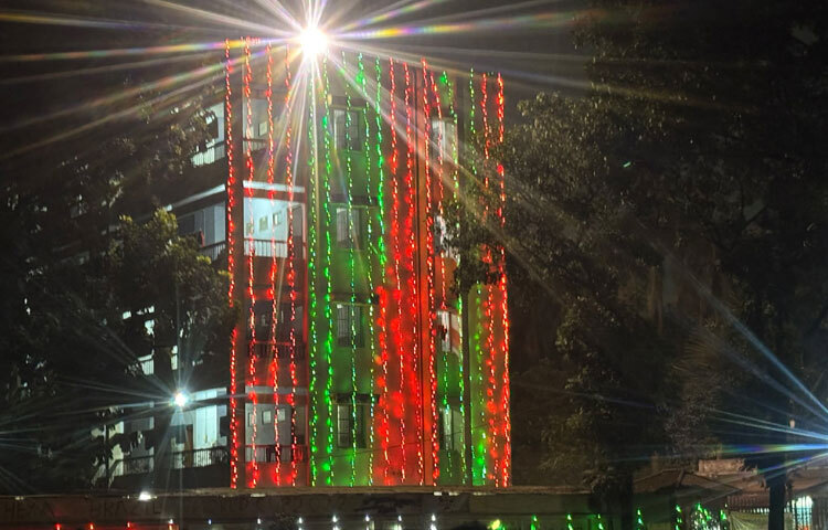 শুধু সরকারি স্থাপনাই নয়, ব্যক্তিগত ও বেসরকারি প্রতিষ্ঠানগুলোও শামিল হয়েছে আলোর এ উদযাপনে।