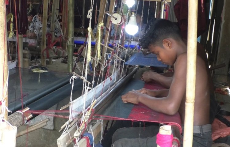 জানা যায়, ২০০৫ সালে উপজেলার পাখিমারা গ্রামে জামদানি শাড়ি তৈরি শুরু হয়। এখানে কারিগর হিসেবে কাজ করেন কিশোর থেকে শুরু করে বিভিন্ন শ্রেণিপেশার মানুষ। ছবি: মো. নাসিম উদ্দিন