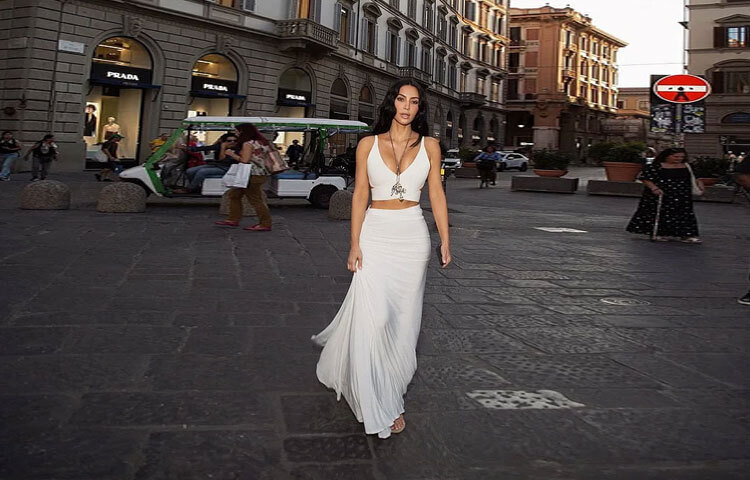 ন্যুড মেকআপে স্বাভাবিক সৌন্দর্য ফুটে উঠেছে কিমের মুখে।