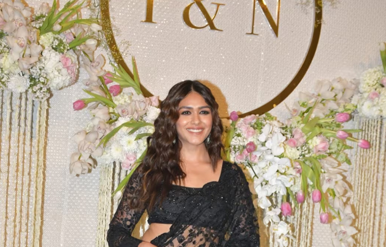 লেস সিকুইন কালো শাড়িতে ধরা দিয়েছিলেন মৃণাল ঠাকুর।  ছবি: সংগৃহীত