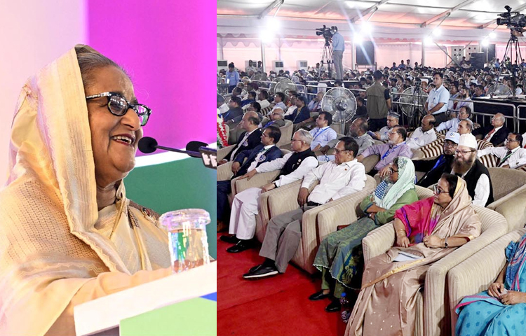 আজ ইনস্টিটিউশন অব ইঞ্জিনিয়ার্স বাংলাদেশের (আইইবি) ৬০তম কনভেনশনের উদ্বোধনী অনুষ্ঠানে প্রধান অতিথির বক্তব্য রাখেন প্রধানমন্ত্রী শেখ হাসিনা। আইইবি প্রাঙ্গণে এ অনুষ্ঠানের আয়োজন করা হয়। ছবি: পিআইডি