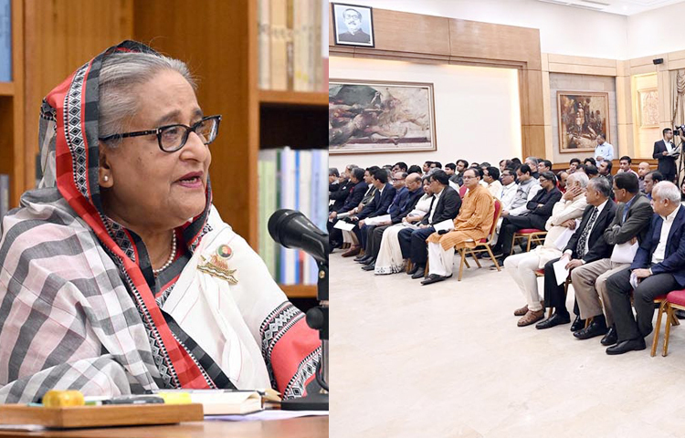 জিনিস মজুত রেখে বা লুকিয়ে রেখে দাম বাড়িয়ে দেওয়া লোকদের গণধোলাই দেওয়া উচিত বলে মত দিয়েছেন প্রধানমন্ত্রী শেখ হাসিনা। আজ গণভবনে জার্মানি সফর পরবর্তী সংবাদ সম্মেলনে এ কথা বলেন প্রধানমন্ত্রী। ছবি: পিআইডি