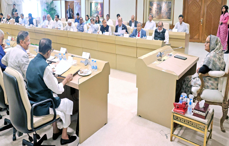আজ সকালে প্রধানমন্ত্রী শেখ হাসিনার সভাপতিত্বে মন্ত্রিসভার বৈঠক অনুষ্ঠিত হয়েছে। ছবি: ইয়াসিন কবির জয়