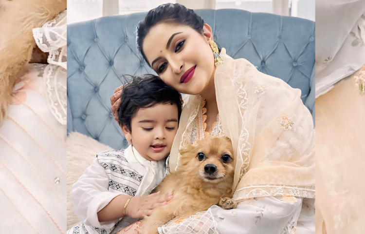 সন্তানকে নিয়েই কেটেছে ঢাকাই সিনেমার জনপ্রিয় অভিনেত্রী পরীমণির ঈদ। ছবি: ফেসবুক