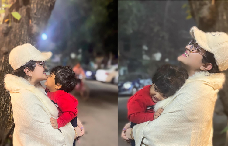 এরইমধ্যে ছেলের চিকিৎসা শেষে দেশে ফিরেছেন এই মা পরী। ছবি: পরীমণির ফেসবুক থেকে