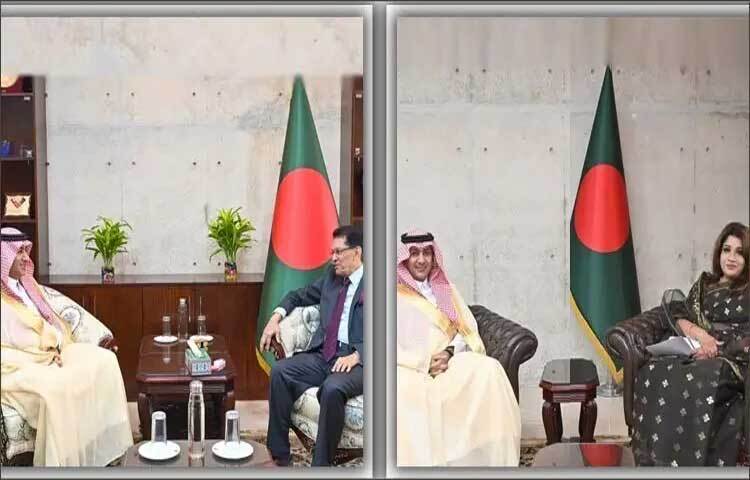 পররাষ্ট্রমন্ত্রী ড. খলিলুর রহমান এবং পররাষ্ট্র প্রতিমন্ত্রী শামা ওবায়েদ ইসলামের সঙ্গে সৌজন্য সাক্ষাৎ করেছেন ঢাকায় নিযুক্ত সৌদি আরবের রাষ্ট্রদূত ড. আব্দুল্লাহ জাফর এইচ বিন আবিয়া। বিদেশি কূটনীতিকদের মধ্যে তিনিই প্রথম পররাষ্ট্রমন্ত্রী ও প্রতিমন্ত্রীর সঙ্গে আনুষ্ঠানিক সাক্ষাৎ করেন।