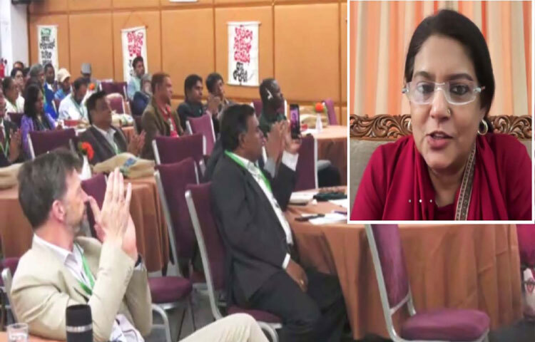 ঢাকায় সাভারের ব্র্যাক সিডিএমে অনুষ্ঠিত ইন্টারন্যাশনাল কনফারেন্স অন এনভায়রনমেন্টাল জাস্টিস-এ ভার্চুয়ালি যুক্ত হয়ে প্রধান অতিথির বক্তৃতা করেন পরিবেশ, বন ও জলবায়ু পরিবর্তন এবং পানি সম্পদ উপদেষ্টা সৈয়দা রিজওয়ানা হাসান। ছবি: পিআইডি