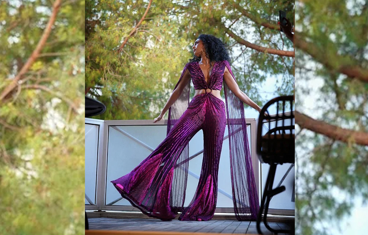 ডিজাইনার নম্রতা জোশিপুরার ঝলমলে বেগুনি জাম্পস্যুটে কানে হাজির হয়েছেন বলিউডের নতুন ফ্যাশনিস্তা সবিতা ধুলিপালা। ছবি: ইনস্টাগ্রাম