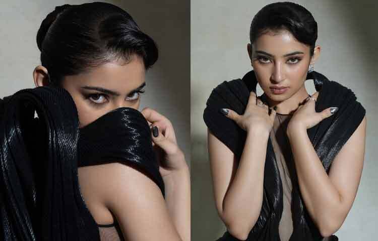 এই ছবির সাজ-পোশাকেই সেই রূপান্তরের সবচেয়ে স্পষ্ট ইশারা। কালো গাউনটি প্রথম দেখায় সরল মনে হলেও কাছ থেকে তাকালেই ধরা পড়ে এর নির্মাণভাষা। 
শিয়ার প্যানেলিং, টেক্সচারের স্তর, কাঁধে ভলিউম আর কোমরের দিকে নরম ভাঁজ। পোশাকটি শরীর ঢাকে না, আবার প্রকাশও করে না; বরং ইঙ্গিতে বলে। এই ‘ইঙ্গিতের নান্দনিকতা’ই সারাকে আলাদা করে।