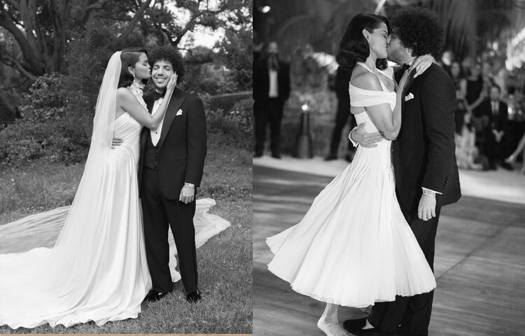 শেয়ার করা ছবিগুলোতে দেখা যায়, নবদম্পতি একে অন্যের হাত ধরে আলিঙ্গন করছেন, চুমুর মাধ্যমে ভালোবাসা প্রকাশ করছেন।