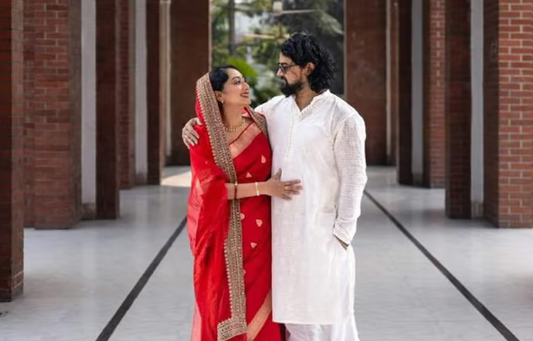 ২৪ জানুয়ারি প্রেমিক ও বন্ধু হাসান আজাদের সঙ্গে বিয়ের পিঁড়িতে বসেন ছোটপর্দার জনপ্রিয় অভিনেত্রী ও সংগীতশিল্পী জিনাত সানু স্বাগতা। ছবি: ফেসবুক