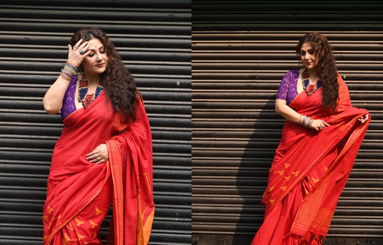 সব পোশাকেই দারুণ মানায় তাকে। তবে শাড়িতে যেন তার রূপ একটু আলাদাভাবেই ধরা দেয়। ছবি: ফেসবুক