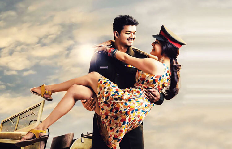 থুপ্পাকি: ২০১২ সালের এই ব্লকবাস্টার ছবিতে বিজয়কে দেখা গেছে সেনা কর্মকর্তার ভূমিকায়, যিনি দেশের নিরাপত্তা রক্ষার জন্য মুম্বাইয়ে সন্ত্রাসবিরোধী মিশনে কাজ করেন। যদিও সিনেমাটি মূলত থ্রিলার ঘরানার, তবু এর মধ্যে রাজনৈতিক সন্ত্রাস ও জাতীয় নিরাপত্তার বার্তা ছিল গভীরভাবে প্রোথিত। বিজয়ের শক্তিশালী সংলাপ, ‘আমি স্লিপিং সেলগুলোকে শেষ করে দেব’ দর্শকের মনে দেশপ্রেম জাগিয়েছে।