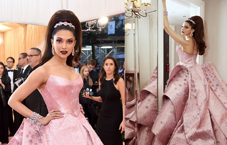 মেট গালা ২০১৯ এ মেটালিক পিঙ্ক স্ট্রেপলেস গাউনে সবার নজর কেড়েছিলেন দীপিকা পাড়ুকোন।