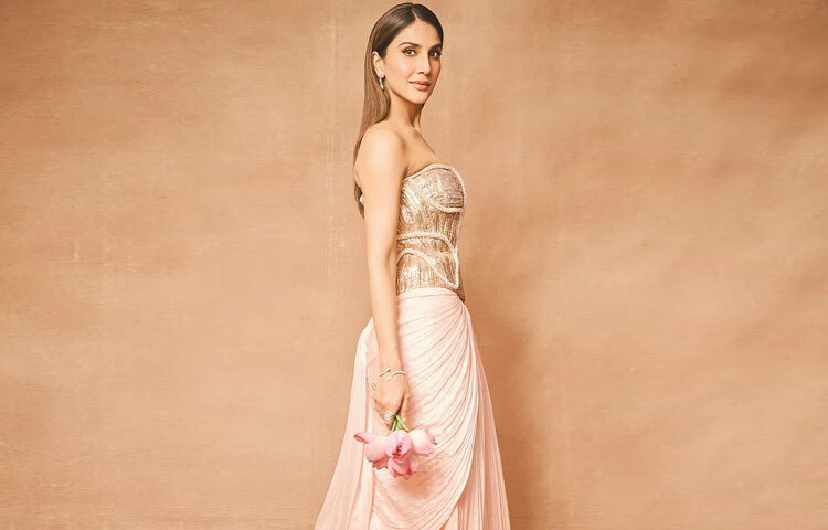 অভিনেত্রী বানী কাপুরের পরনে ছিল সোনালি-গোলাপি স্ট্র্যাপলেস ড্রেস। তার এই পোশাকটি যেমন সাহসী, তেমনি এলিগ্যান্ট। হালকা ওয়েভি চুল, ডায়মন্ড ইয়াররিং আর ন্যুড মেকআপ তার লুককে সম্পূর্ণ করেছে নিখুঁতভাবে।