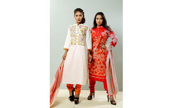ছোট-বড় সব বয়সী নারী-পুরুষের পরিধেয় এসব পোশাকের মূল উপজীব্য পহেলা বৈশাখের ঐতিহ্যমণ্ডিত মঙ্গল শোভাযাত্রা। অতীত ও বর্তমানের ধারার মিশেলে আনকোরা এসব নকশায় ব্যবহার করা হয়েছে ডাইইফেক্ট, অ্যামব্লিশমেন্ট, অ্যাম্ব্রয়ডারি, ওপেন ওয়ার্ক ও র্যাফলের যুগপৎ মিশ্রণ।