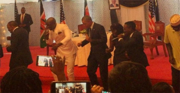 Obama dances with Kenyan pop stars Sauti Sol