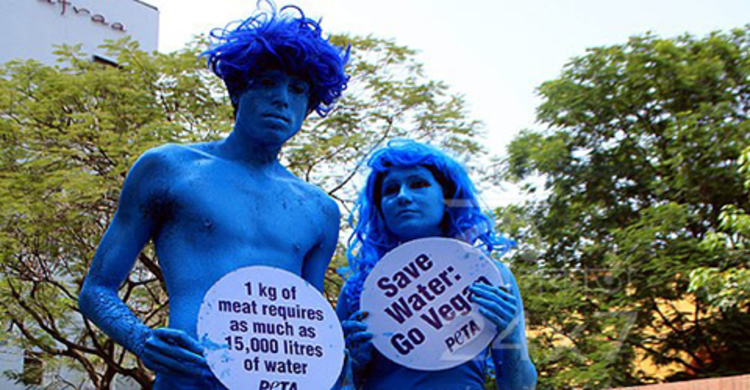 পানি বাঁচাতে রাজপথে নীল নারী