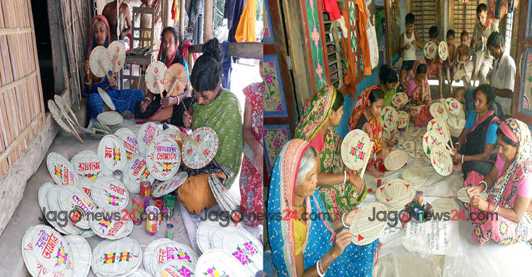 তালপাখা তৈরিতে ব্যস্ত বাগেরহাটের নারীরা