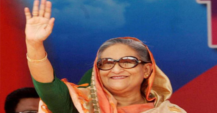 গণসংবর্ধনা অনুষ্ঠানের মঞ্চে শেখ হাসিনা