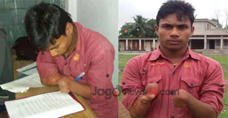 কব্জির সাহায্যে লিখে সাফল্য এনেছে শাহ আলম